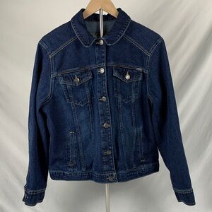 Eddie Bauer Trucker Dark Blue Jean Jacket Size XL
